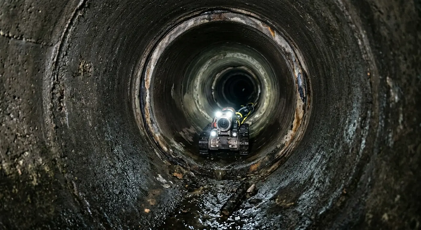 Robotic sewer camera inspecting pipe interior for Sewer Line Repair in Childress